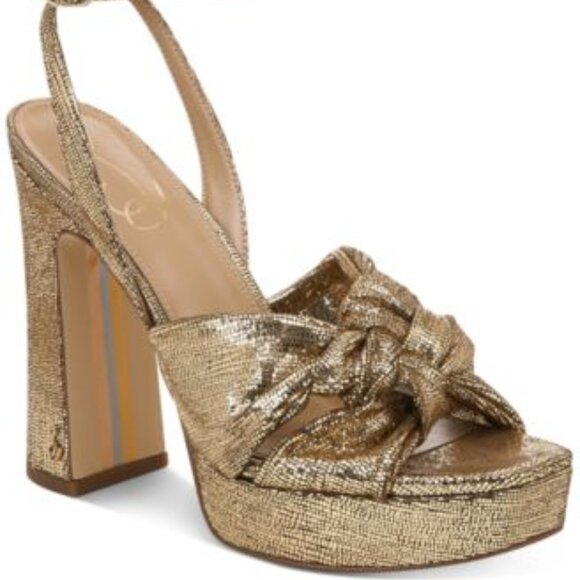 Sam Edelman Kristen Knotted Platform Sanda Goldmine Metallic 7M - Picture 1 of 1